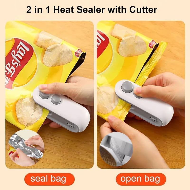 2-in-1 Mini Bag Sealer and Cutter – Seal & Cut with Ease Portable Machine
